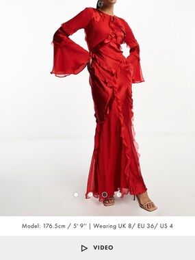 ASOS Red Ruffle Maxi Dress